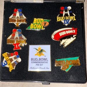 Anheuser-Busch Bud Bowl Pins Commemorative Set Budweiser 1-8 Superbowl‎ Football